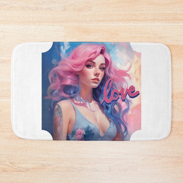 Item preview, AI Love pretty girl with pink and light blue hair designed and sold by JonathanP514.