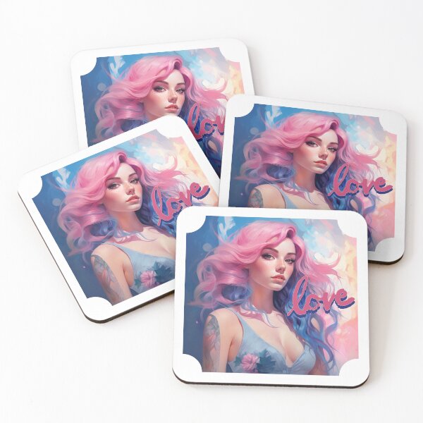 Item preview, AI Love pretty girl with pink and light blue hair designed and sold by JonathanP514.