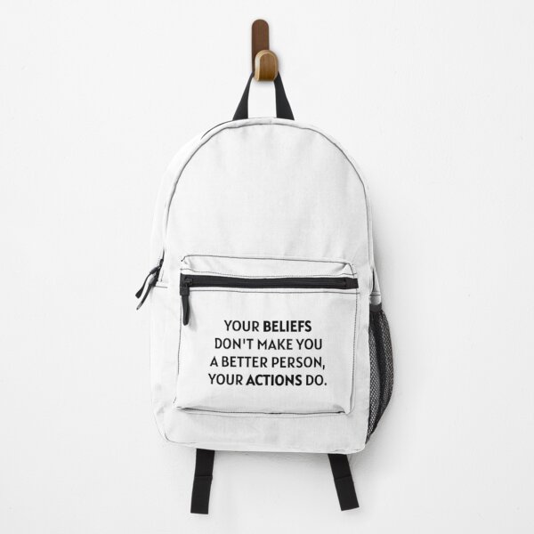 Vista previa del artículo con la obra «Tus creencias no te hacen una mejor persona, tus acciones sí.», diseñado y vendido por GrassFedVegan.