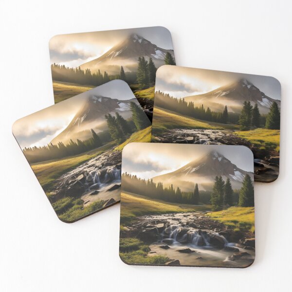 Item preview, River in a green valley with mountains long exposure - Landscape photography designed and sold by TheArtistOf2022.