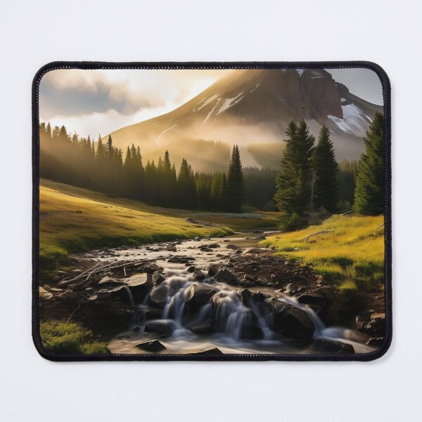 Item preview, River in a green valley with mountains long exposure - Landscape photography designed and sold by TheArtistOf2022.