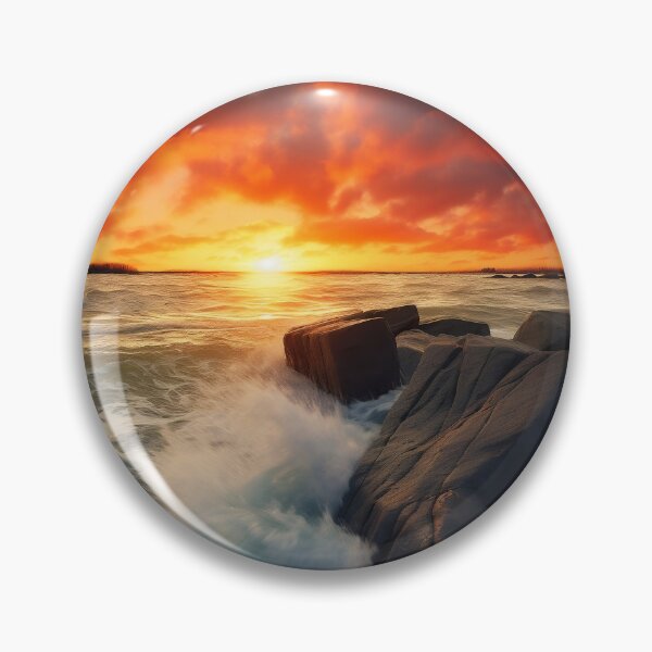 Artikelvorschau, Felsiger Strand bei Sonnenuntergang in Langzeitbelichtung - Landschaftsfotografie entworfen und verkauft von TheArtistOf2022.