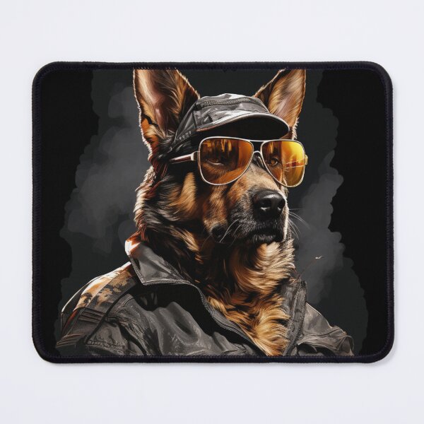 Item preview, Grumpy Mechanic dog german shepherd in glasses designed and sold by SkyEditor.