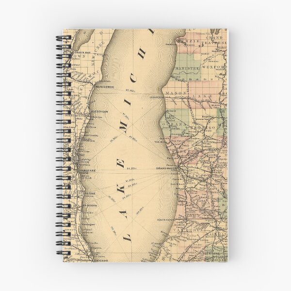 Item preview, Vintage Map of Lake Michigan (1876) designed and sold by BravuraMedia.