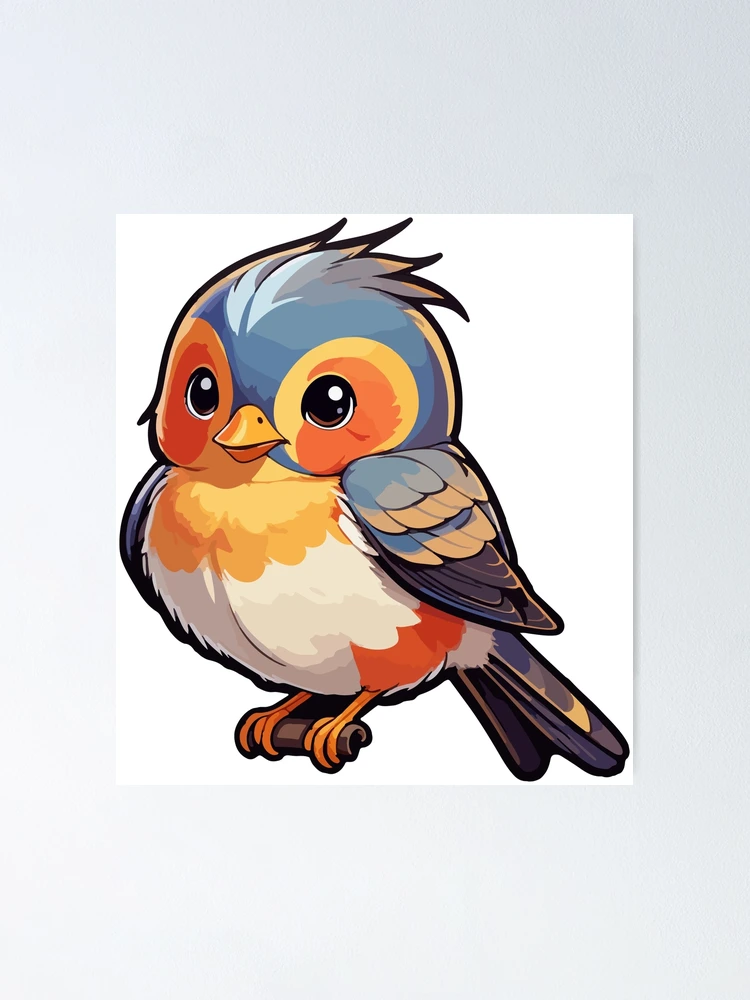 Thumbnail 1 of 3, Poster, Colorful chubby bird designed and sold by StickerLab4.