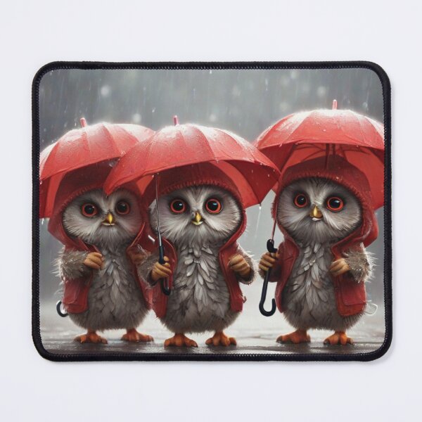 Item preview, Trio of Cute Baby Owls in Red Raincoats designed and sold by T-shirtMill.