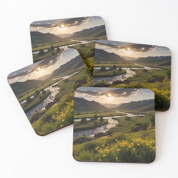 Item preview, Misty forest with river at sunset long exposure - Landscape photography designed and sold by TheArtistOf2022.