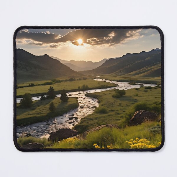 Item preview, Misty forest with river at sunset long exposure - Landscape photography designed and sold by TheArtistOf2022.