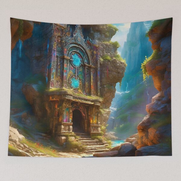 Artikelvorschau, Bergtempel - Surreale Fantasy-Kunst entworfen und verkauft von Delerat7.