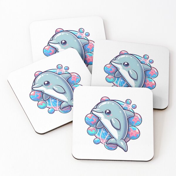 Item preview, Neon Splash: Dolphin's Cosmic Waterplay designed and sold by AI-Only Creations.