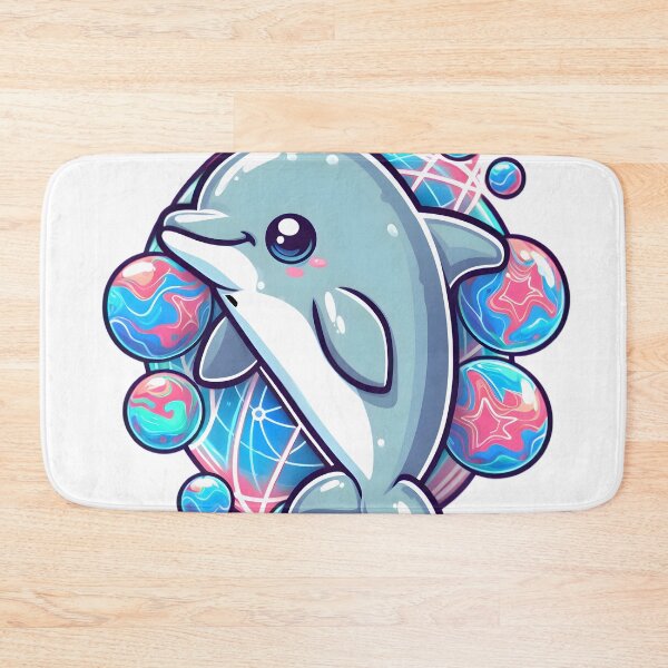 Item preview, Neon Splash: Dolphin's Cosmic Waterplay designed and sold by AI-Only Creations.