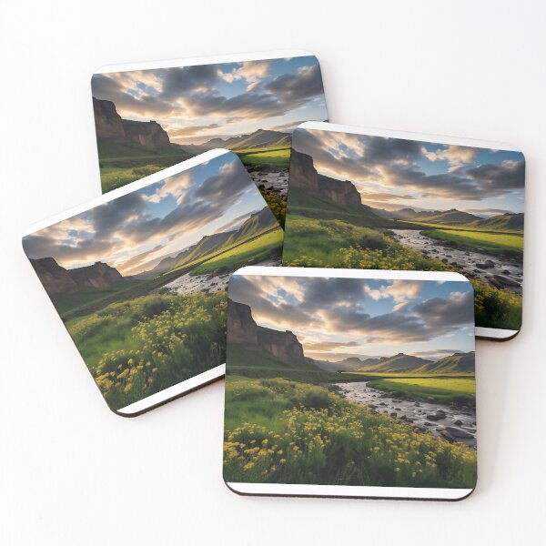 Item preview, Misty forest with river at sunset long exposure - Landscape photography designed and sold by TheArtistOf2022.