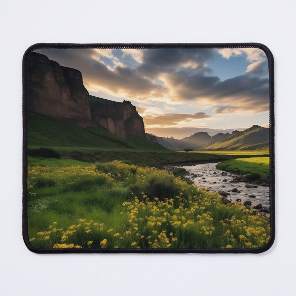 Item preview, Misty forest with river at sunset long exposure - Landscape photography designed and sold by TheArtistOf2022.
