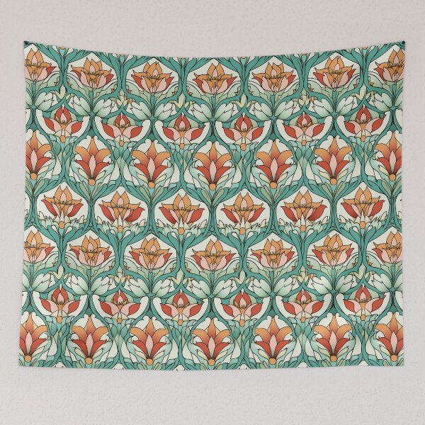 Item preview, Art Deco Nouveau Inspired Floral Tapestry designed and sold by digitalvintage.