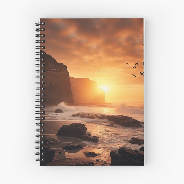 Item preview, Cliffs in Scotland at sunset with birds flying - Landscape photography designed and sold by TheArtistOf2022.
