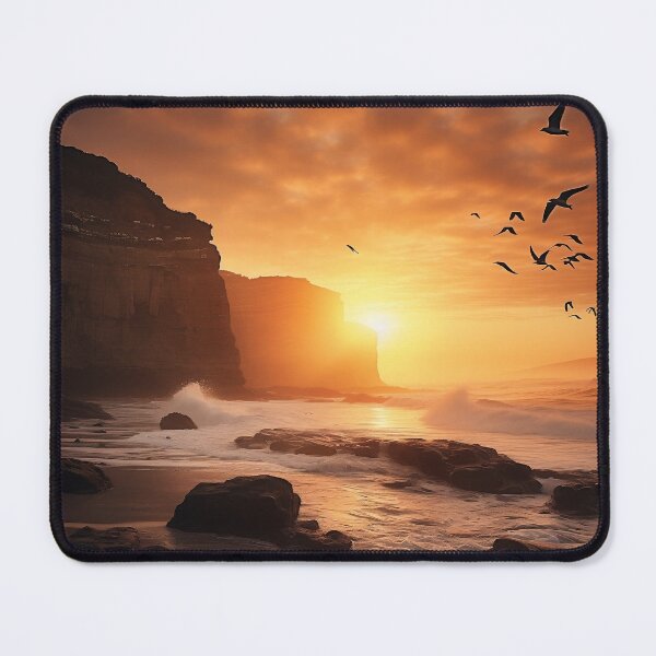 Item preview, Cliffs in Scotland at sunset with birds flying - Landscape photography designed and sold by TheArtistOf2022.
