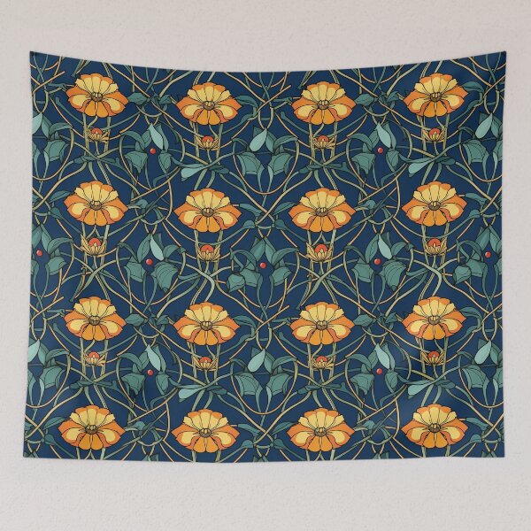 Item preview, Art Deco Nouveau Inspired Floral Tapestry designed and sold by digitalvintage.