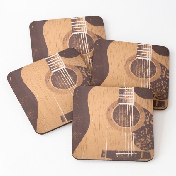 Item preview, Guitar woodcut print designed and sold by Estelartist.