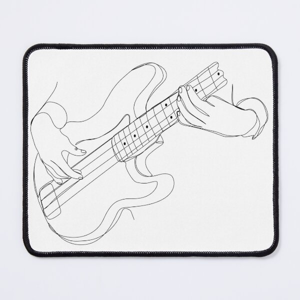 Item preview, Single line bass guitar player illustration designed and sold by OlyaMolli.