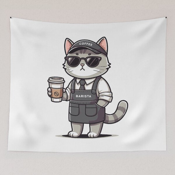 Item preview, Coffee Cat Barista | Support Your Local Barista  designed and sold by ianths.