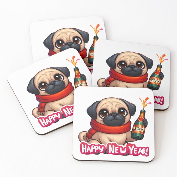 Item preview, Pug Poppin': Cheers to a Pawsitively Happy New Year! designed and sold by EpicPaws.