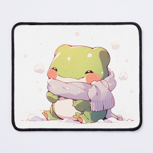Item preview, Cute Kawaii Happy Froggy Frog Playing in the Snow designed and sold by CozyKawaiiArt.