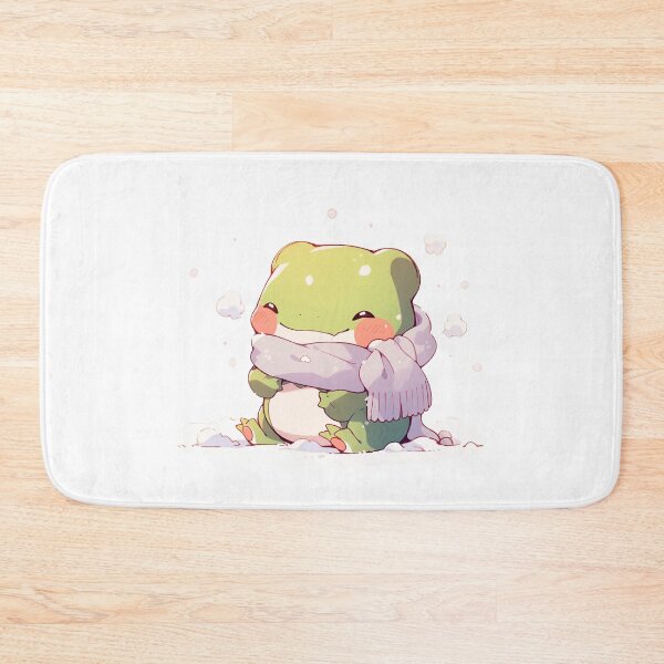 Item preview, Cute Kawaii Happy Froggy Frog Playing in the Snow designed and sold by CozyKawaiiArt.