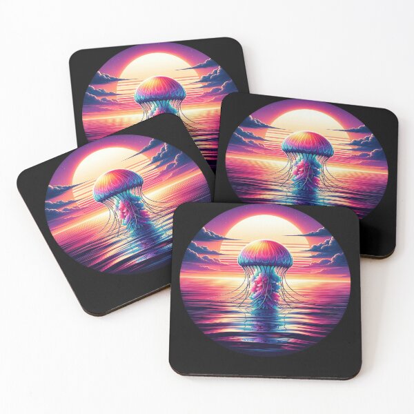 Item preview, Captivating Jellyfish Floating in Front of Sunset designed and sold by SandbarTees.