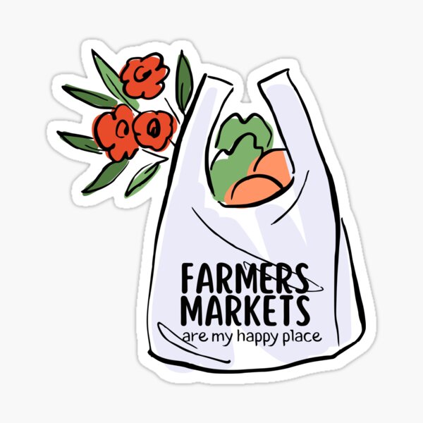 Item preview, farmers markets are my happy place designed and sold by Hannah Rosen.