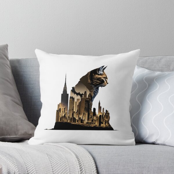 Item preview, Abstract cat city composition designed and sold by BlueGoldArt.