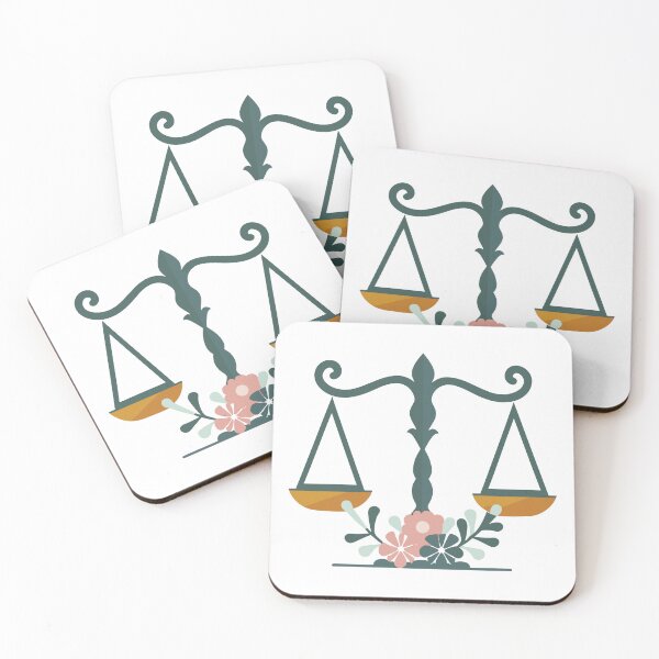 Item preview, Floral minimalistic Scales of Justice illustration designed and sold by EmeraldeaArt.