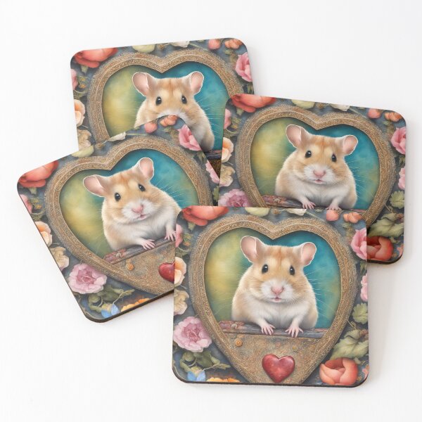 Item preview, Hamster Cameo, Hearts and Flowers Portrait designed and sold by pinkal.