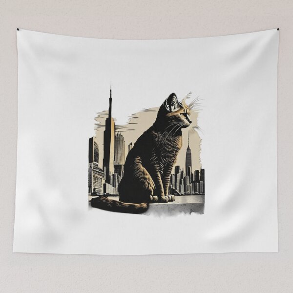Item preview, Abstract cat city composition #2 designed and sold by BlueGoldArt.