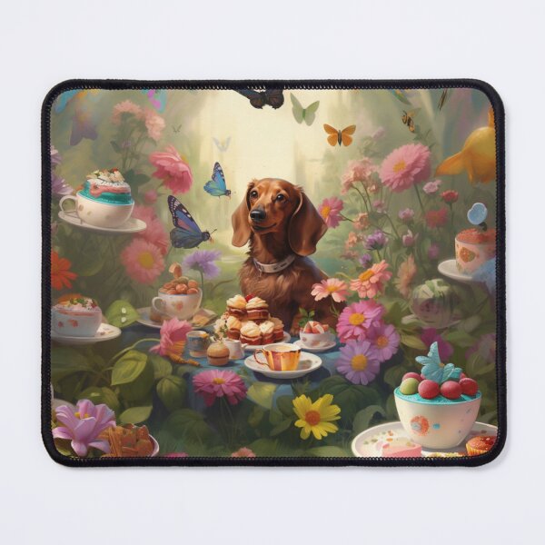 Item preview, Floral dachshund tea party designed and sold by Justsweetdesign.