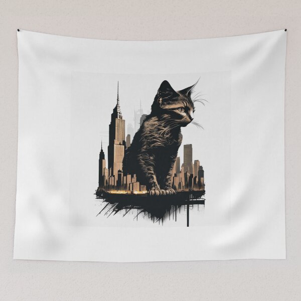Item preview, Abstract cat city composition #3 designed and sold by BlueGoldArt.