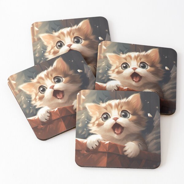 Item preview, Surprised Kitten with a Christmas Gift designed and sold by dcrc.