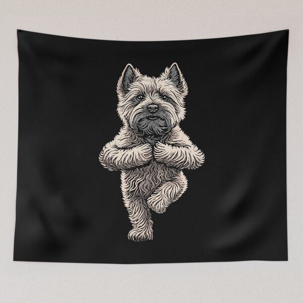 Aperçu de l'œuvre Cairn Terrier Yoga Chien Chiot Chiens drôles Pose d'arbre Asana créée et vendue par GrandeDuc.