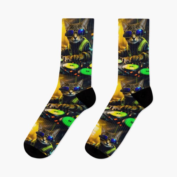 Item preview, Dj Techno Cyberpunk Cat designed and sold by TheArtOfPat.