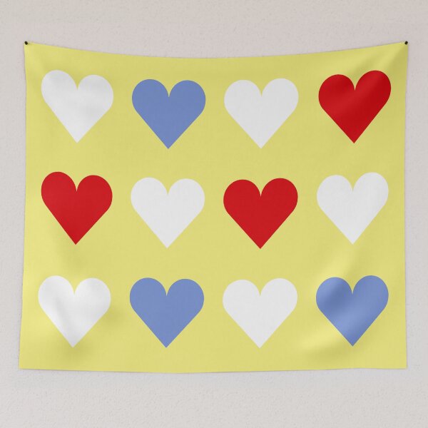 Item preview, Large RED, DANUBE BLUE, WHITE and YELLOW LOVE HEARTS designed and sold by RachelMacht.