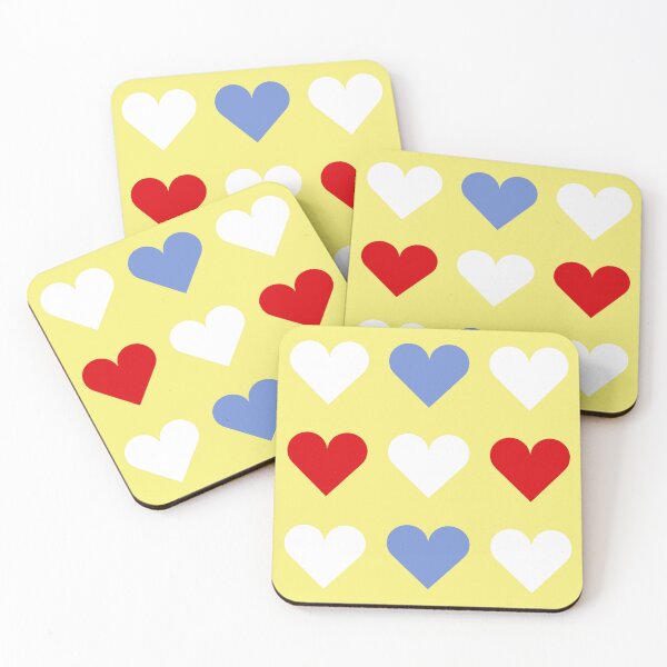 Item preview, Large RED, DANUBE BLUE, WHITE and YELLOW LOVE HEARTS designed and sold by RachelMacht.