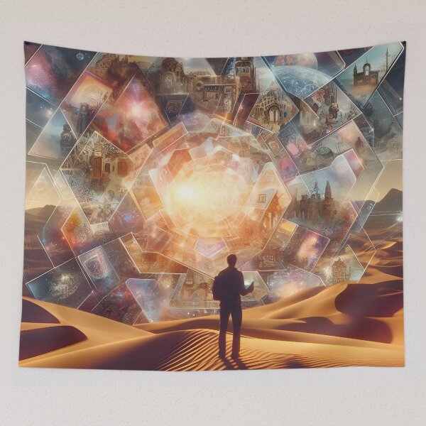 Item preview, Sands of Journey: Holographic Tapestry designed and sold by AI-Only Creations.