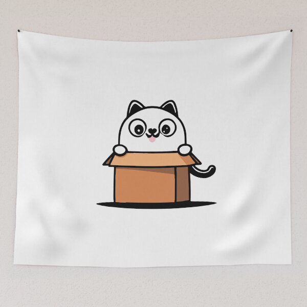 Item preview, Cat litter box and cat box sitting on cardboard box: Cat in box designed and sold by The  Knick Knack Nook.