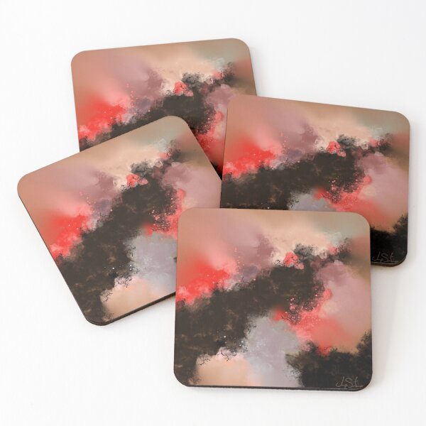 Item preview, Natural Beauty - Coral-Red Peach Periwinkle Abstract designed and sold by Joey Santiago.