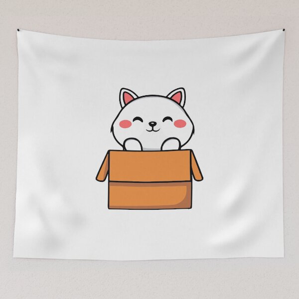 Item preview, cat box and cat litter box: Cat in box or Cardboard box designed and sold by The  Knick Knack Nook.