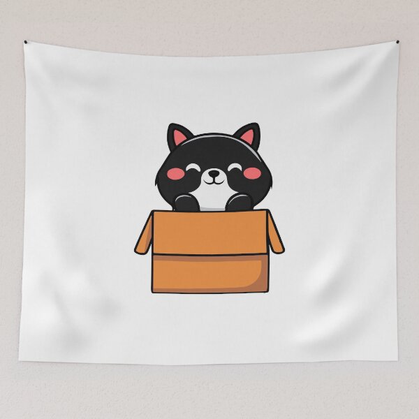 Item preview, Cat litter box and cat box sitting on cardboard box: Cat in box designed and sold by The  Knick Knack Nook.