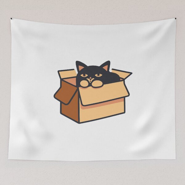 Item preview, Cat litter box and cat box sitting on cardboard box: Cat in box designed and sold by The  Knick Knack Nook.