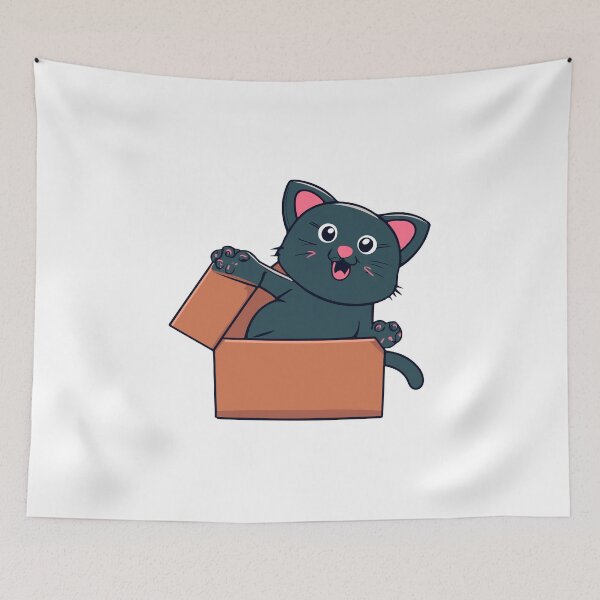 Item preview, cat box and cat litter box: Cat in box or Cardboard box designed and sold by The  Knick Knack Nook.