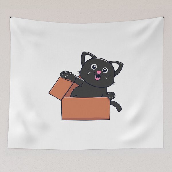 Item preview, Cat litter box and cat box sitting on cardboard box: Cat in box designed and sold by The  Knick Knack Nook.