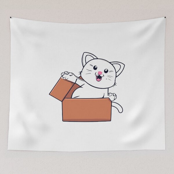Item preview, cat box and cat litter box: Cat in box or Cardboard box designed and sold by The  Knick Knack Nook.