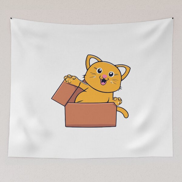 Item preview, Cat litter box and cat box sitting on cardboard box: Cat in box designed and sold by The  Knick Knack Nook.